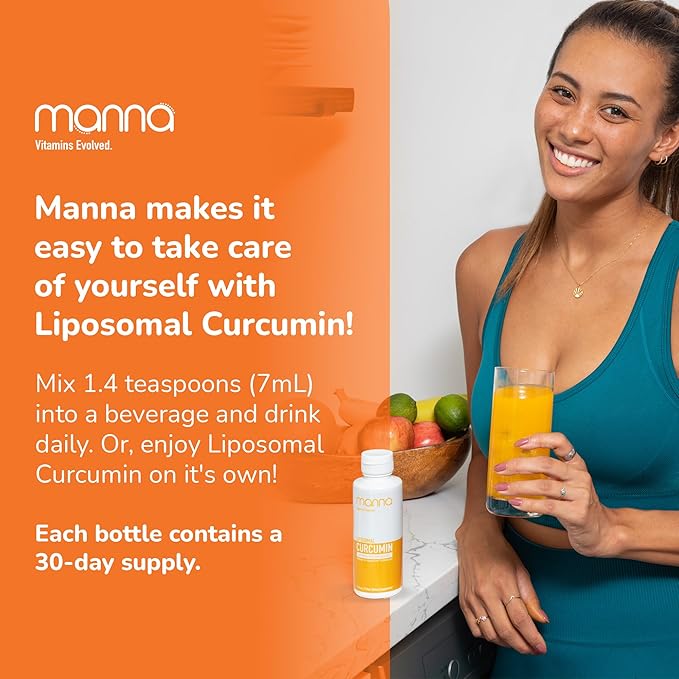 Manna Vitamins Evolved Liposomal Liquid Curcumin for Advanced Absorption Best Turmeric Supplement for a Healthy Life (2 Pack)
