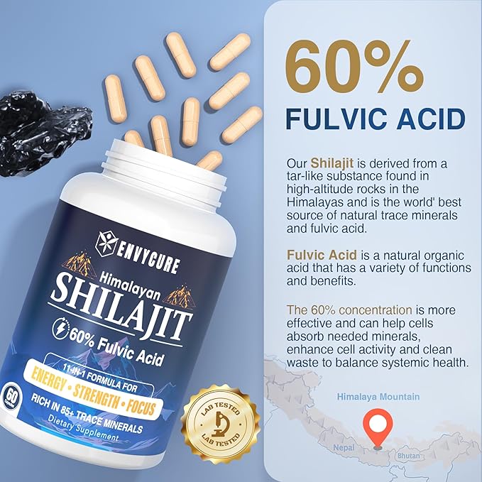 2 Pack Shilajit Supplement 15,000MG 60% Fulvic B12 for