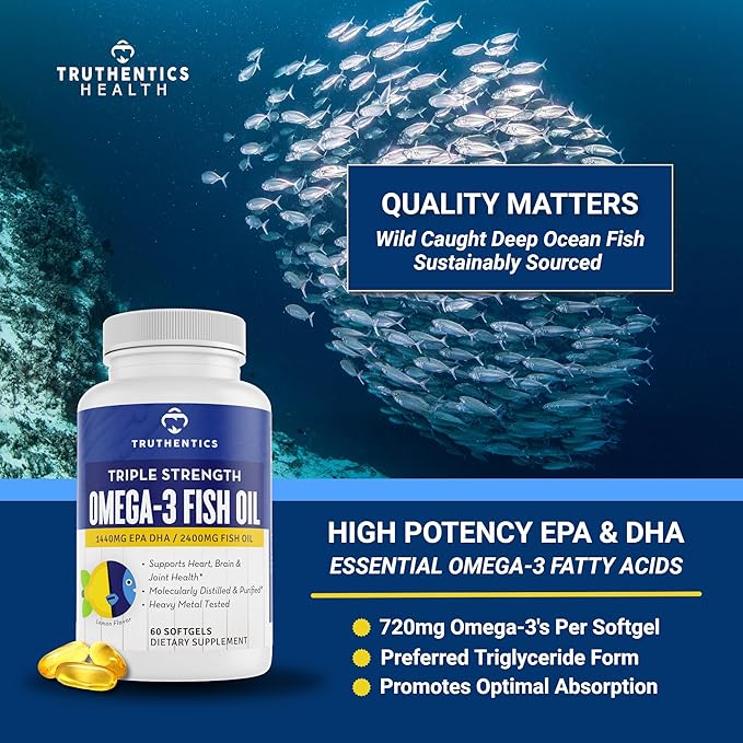 Omega 3 Fish Oil, 2400 mg Omega-3 Fatty 60 Softgels