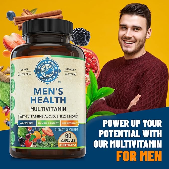 Mens Daily Multivitamin Multimineral Supplement 30+ Nutrients, 60 Capsules