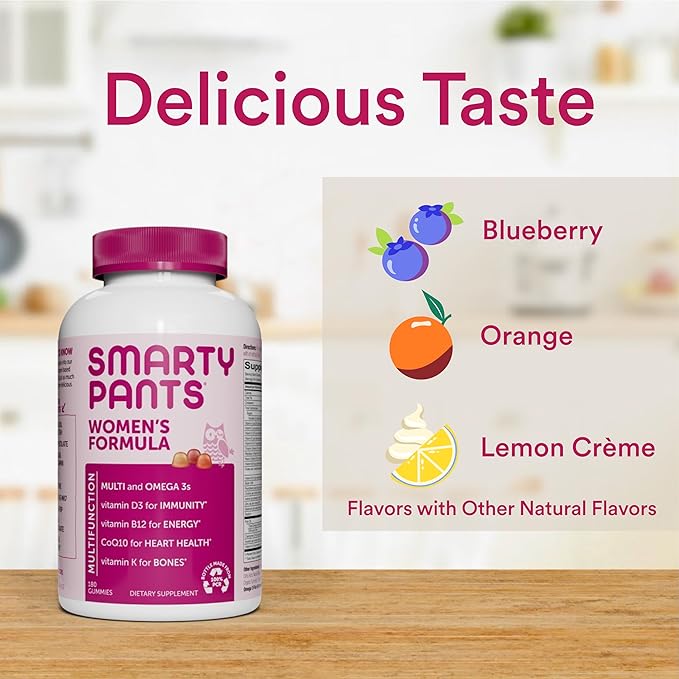 SmartyPants Women's Multivitamin Gummies: Omega 3 CoQ10, Vitamin D3, C, B12, B6, B6, Vitamin 180 Count (30 Day