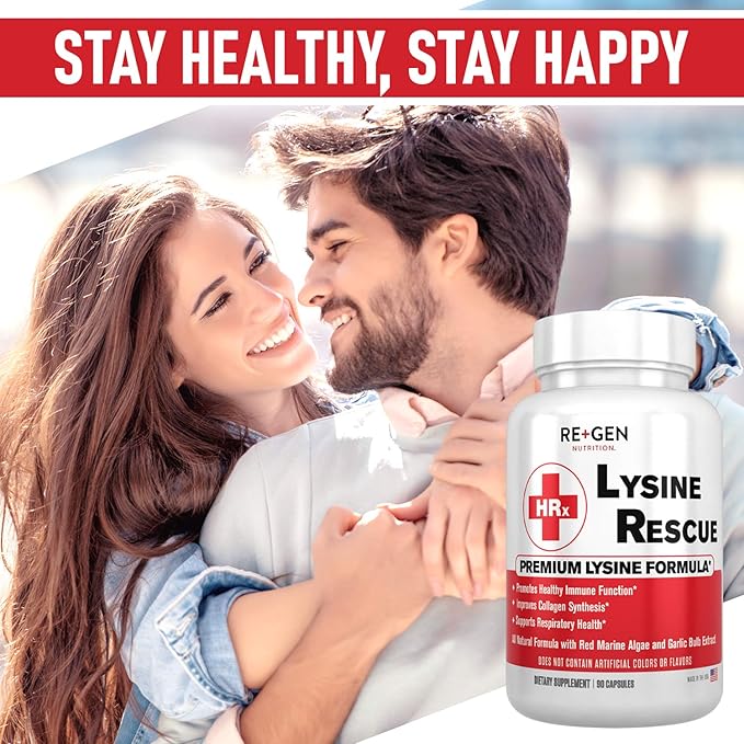 Re+Gen Nutrition Lysine Rescue, Amino Acid 90 Capsules, 45 Day
