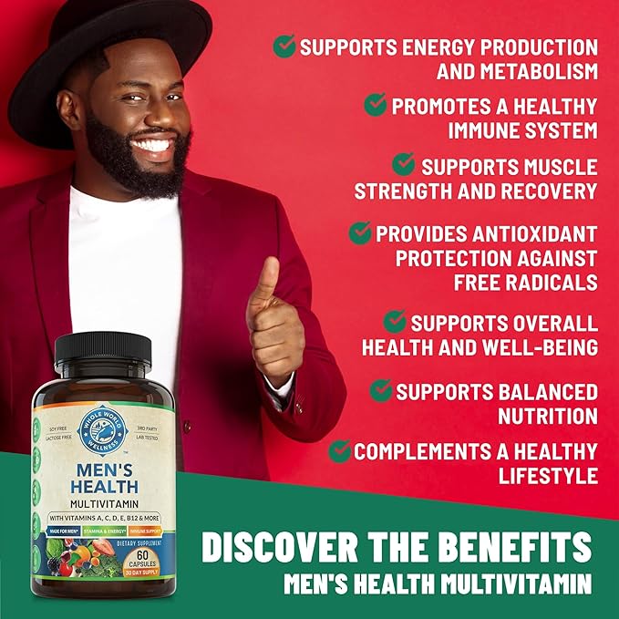 Mens Daily Multivitamin Multimineral Supplement 30+ Nutrients, 60 Capsules