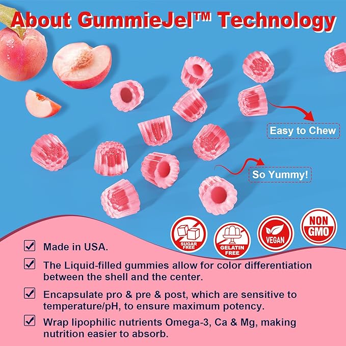 Butyrate Gummies with Probiotic + Prebiotic 9 Billion Omega-3, Inulin,