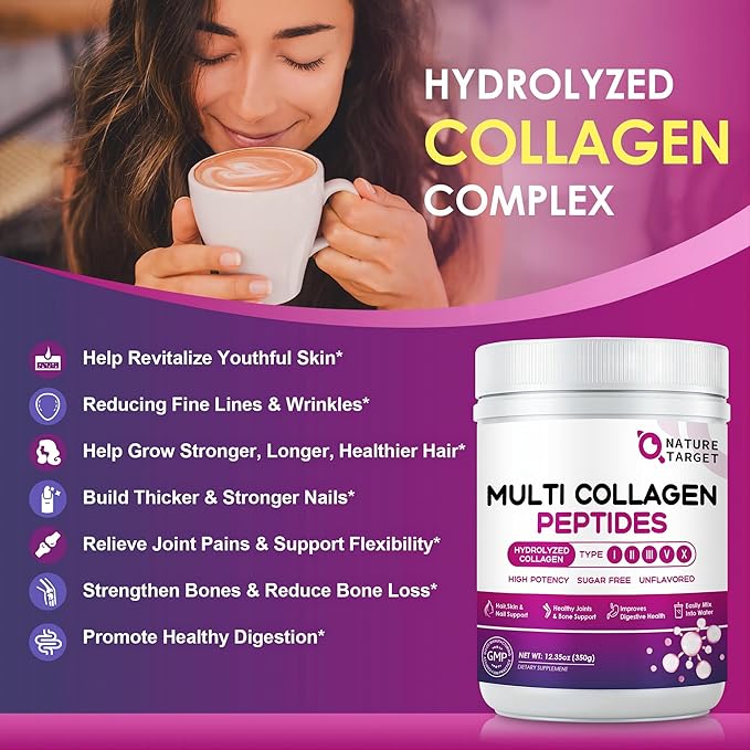 NATURE TARGET Multi Collagen Peptides Powder 35 Servings
