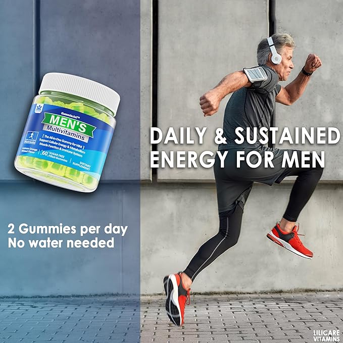 Mens Multivitamins Gummies, Multiminerals, Vegan Omega 3, CoQ10, CoQ10, Probiotics, D3 E B6 B12, B12, Methylated 60 Cts
