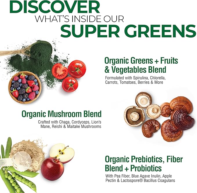 COUNTRY FARMS Essential Pack, Super Greens Powder and Super Reds, Packed with 50 Organic Super Foods and 40 Super Fruits, Natural Energy, Bloating Support, Unflavored & Berry Flavor, 17.7 oz, 2 Pack