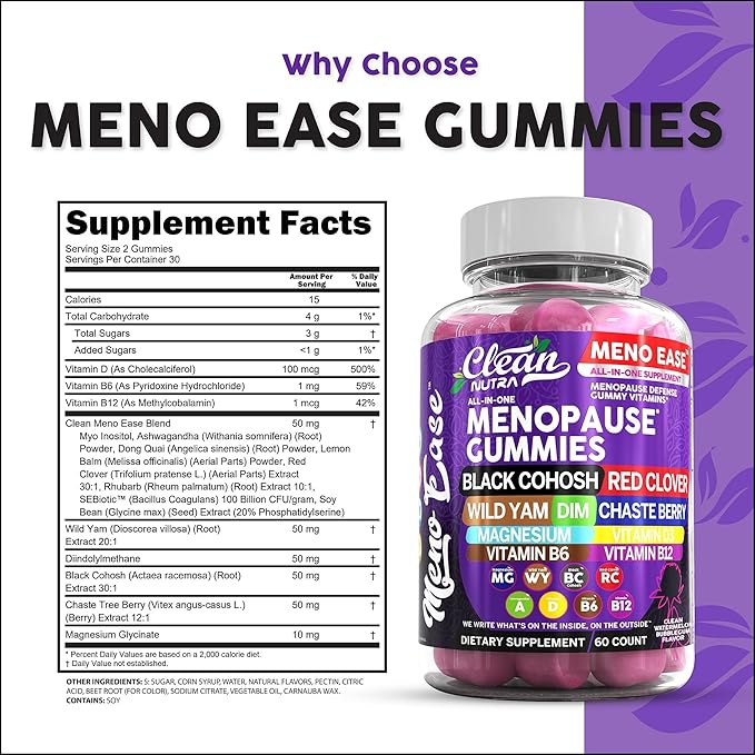 Menopause Supplement for Women Gummies D3, Vitamin B6 B12 B12