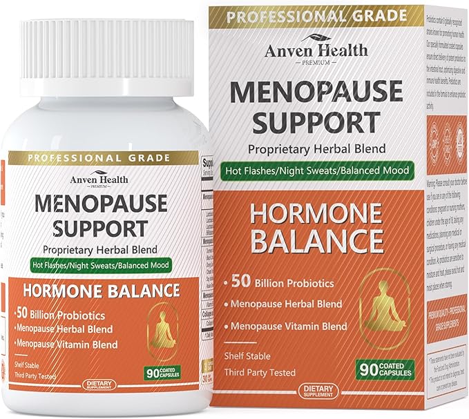 Menopause Supplements for Women Menopause Probiotics Relief, Supports Hot Flashes, Night Sweats, Bloating & Gut Health with Herbs, Collagen Peptides, Vitamin B6 & D3 | 90 Veggie Caps