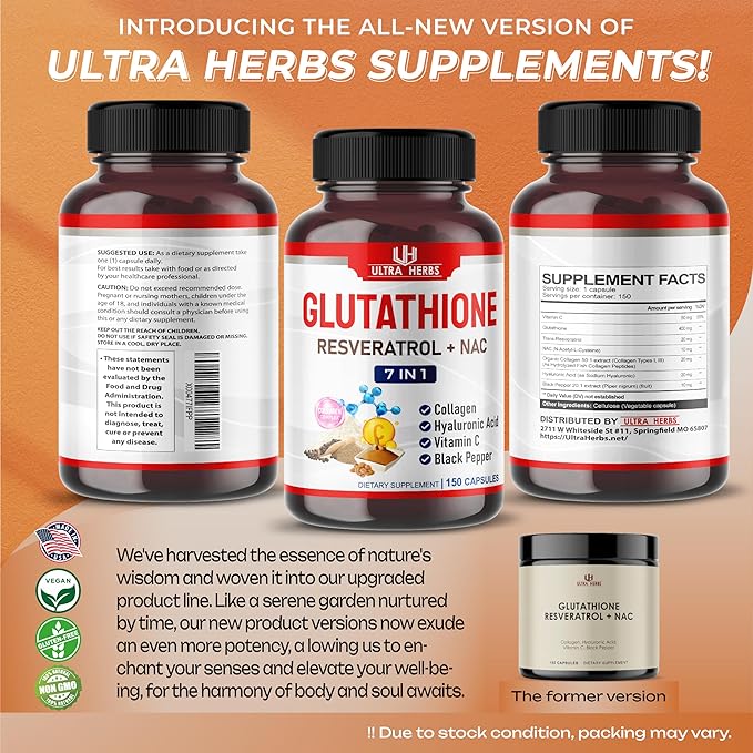 Glutathione Supplement 10,050mg Active Reduced Form, 150 Capsules