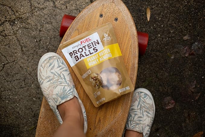 Whole Food Protein Balls with Probiotics - Peanut Butter Honey Almond Snacks - 8g Protein Snack - Gluten Free Energy Balls (1 Pack of 12 Balls)