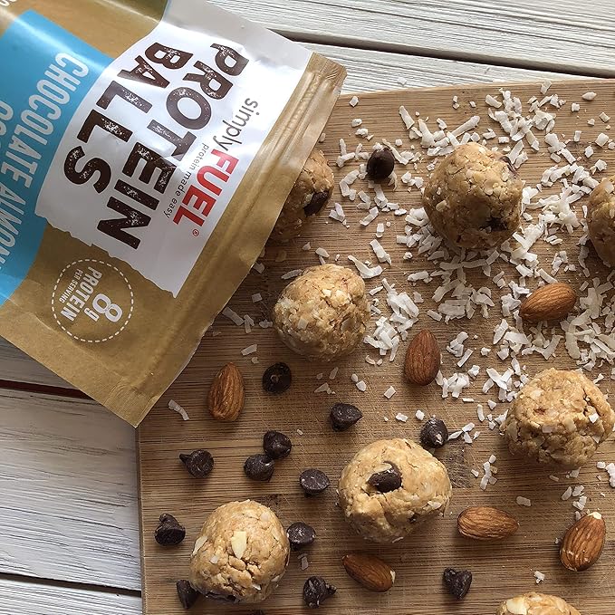 simplyFUEL Whole Food Protein Balls with Probiotics - Chocolate Almond Coconut Snacks - 8g Protein Snack - Gluten Free Energy Balls (1 Pack of 12 Balls)