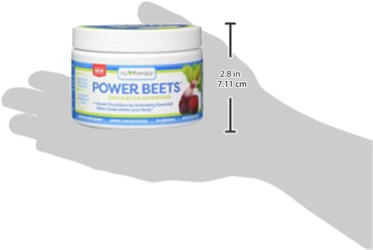 Nu-Therapy Power Beets - Super Concentrated Circulation Superfood - Dietary Supplement – Delicious Acai Berry Pomegranate Flavor – Non-GMO Beet Juice Powder - 30 Servings, red, 5.8 Ounce (Pack of 1)
