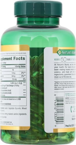Nature's Bounty Fish Oil, Dietary Supplement, 3, Supports 1200 Mg, 120 Rapid