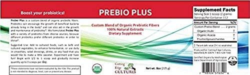 Prebio Plus Prebiotic Fiber Powder Best Custom Blend of Organic Prebiotic Fibers Dietary Supplement 8 oz (Prebio Plus 8oz + Vegetable Starter 4 Grams)
