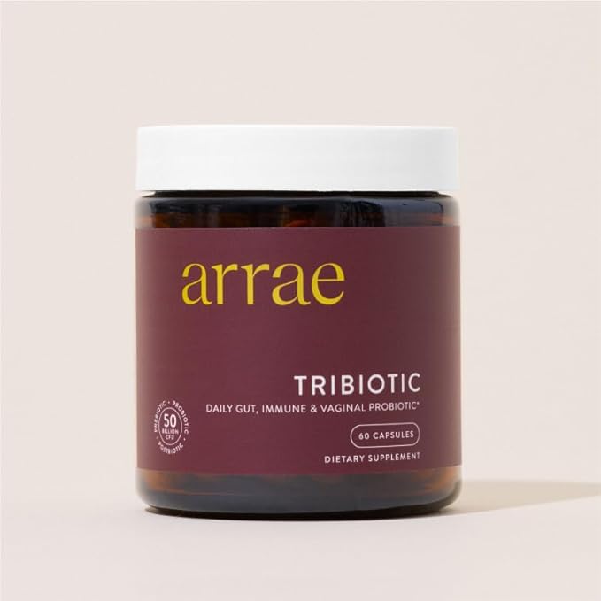 Arrae Tribiotic, Probiotics for Women, Support for Vaginal pH Balance, Gut, Immune, and Feminine Health, Prebiotics, Probiotics, Postbiotics, 60 Count