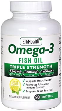 EffiHealth Omega-3 Fish Oil 2500mg Fish 1200mg EPA, 600mg DHA