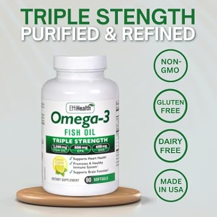 EffiHealth Omega-3 Fish Oil 2500mg Fish 1200mg EPA, 600mg DHA