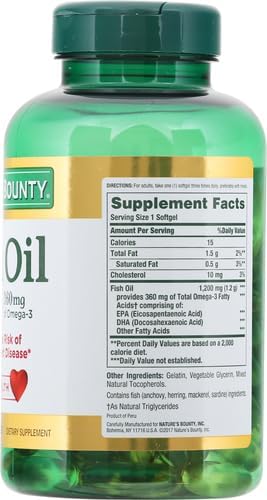 Nature's Bounty Fish Oil, Dietary Supplement, 3, Supports 1200 Mg, 120 Rapid
