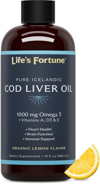 Life's Fortune Cod Liver Oil Liquid 1000 mg Omega-3s + D3 - (16 Oz)