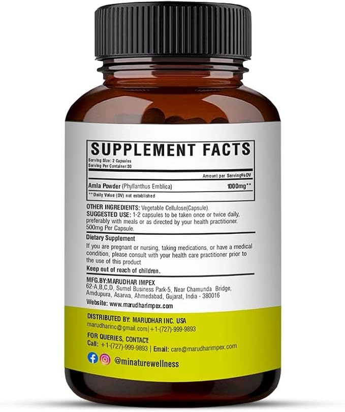 Amla Capsules (Amla Fruit Powder Capsules) 60 Vag 500mg 1 1 Month