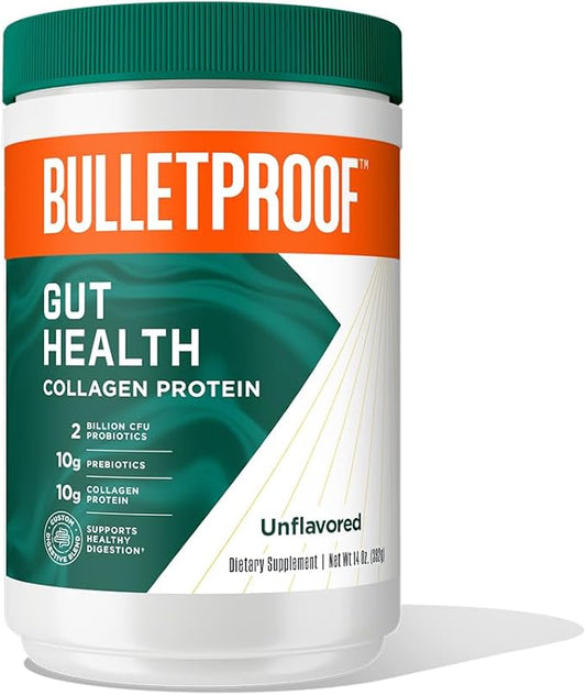 Bulletproof Unflavored Gut Health Collagen Protein, 14 Ounces, 10g Grass-Fed Collagen Peptides for Gut, Skin, Bone and Joint Support
