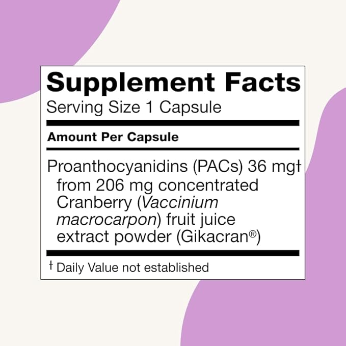 ellura 36mg Clinically Proven Soluble, Bioactive PACs – 100% Concentrated Cranberry Fruit Juice Extract, for UTI Support & Urinary Tract Health, 90 Capsules.