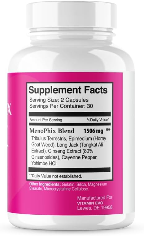 (2 PACK) MenoPhix Menopause Natural Support Capsules (60 Capsules) 2 Month