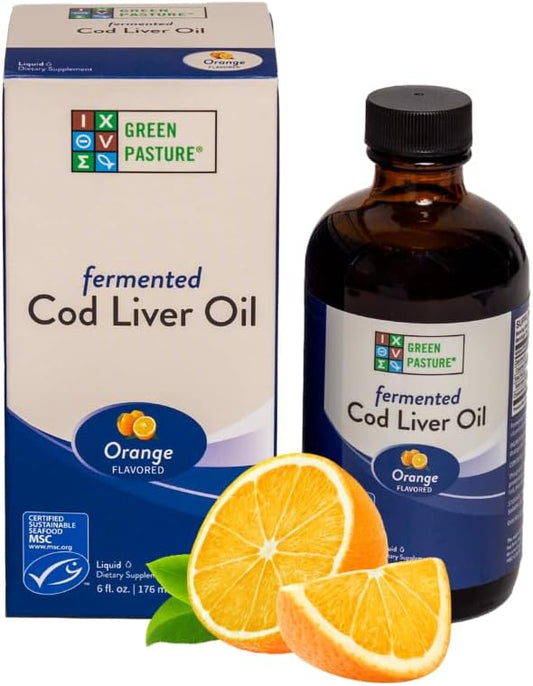 Green Pasture - Fermented Cod Liver 6 fl. 3 Omega 6 Omega 9 (6oz (6oz Orange)