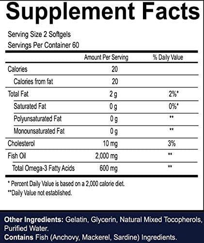 Omega-3 Fish Oil 1000mg, Heart Health, 120 softgels