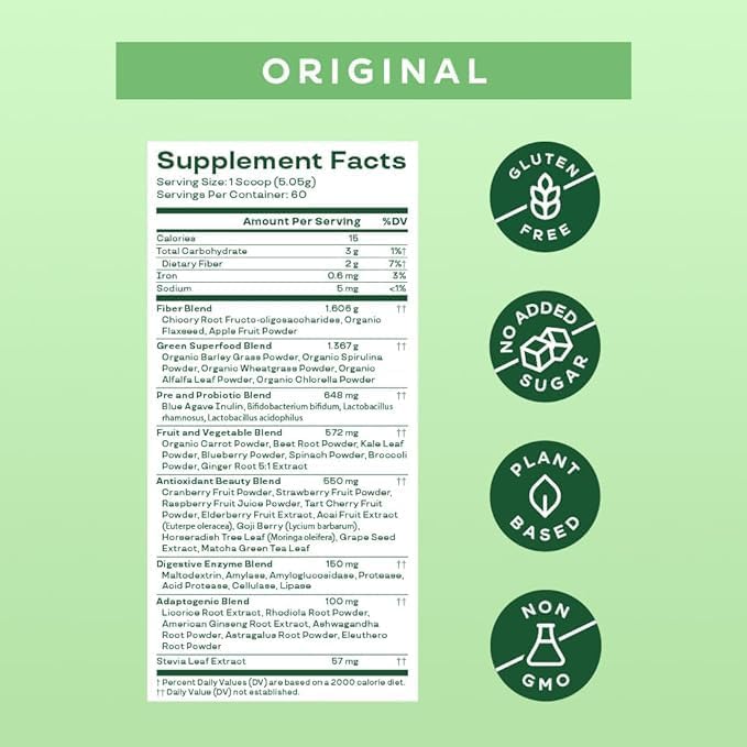 Bloom Nutrition Superfood Greens Powder, Digestive 60 SVG,