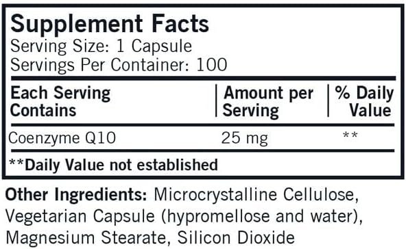 Kirkman Coenzyme Q10 25 mg 100 Vegetarian CoQ10 ||