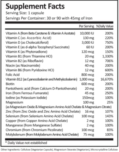 ProCare Health | Once Daily Bariatric 45mg Iron 90 Count