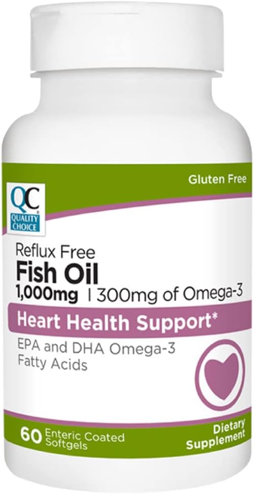 Quality Choice Fish Oil 1000mg 300mg Omega 3 Fatty 60 Count