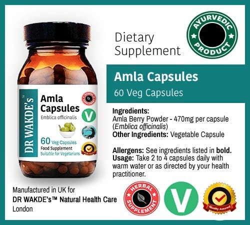 Amla Capsules (Amalaki, Indian Gooseberry, Emblica 60 Veg