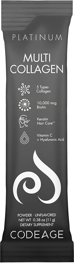 Codeage Multi Collagen and Biotin 10,000 B6 & D3, Keratin, 18 Amino 5 Types 30 Powder