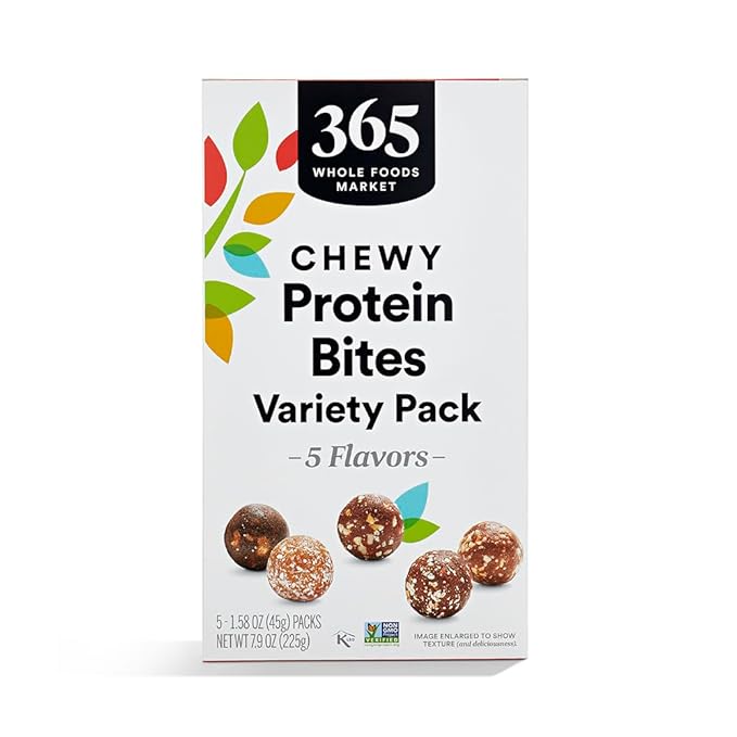 365 by Whole Foods Market, Chewy Protein Bites Variety Pack, 1.58 Ounce (Pack of 5)