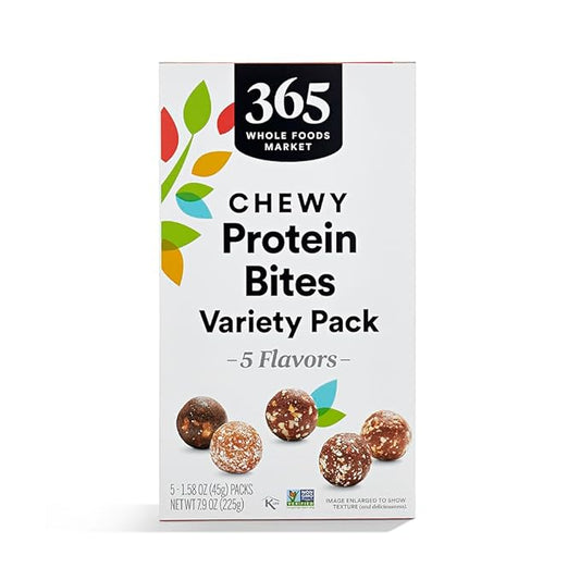 365 by Whole Foods Market, Chewy Protein Bites Variety Pack, 1.58 Ounce (Pack of 5)