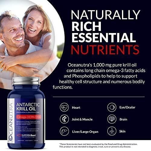 100% Pure Krill Oil 1000MG 60-Day 56% Phospholipids 3 EPA