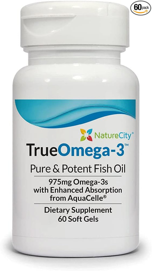 True-Omega-3 975mg Omega-3 Fish Oil Supplements (60 SoftGels)