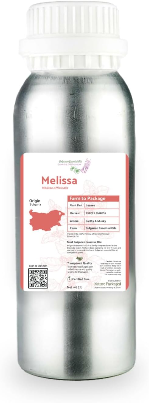 Melissa Essential Oil - Direct from Bulgarian Essential Oils in Bulgaria - Pure Essential Oil for Diffusers and Aromatherapy | 100% Pure Therapeutic Grade (2LBS)