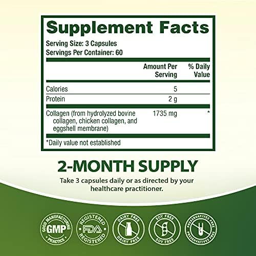 Multi Collagen Pills 1735mg -180 Collagen Capsules (60 Servings) - Types I, II, III, V & X for Healthy Skin, Hair, Nails & Joint Support