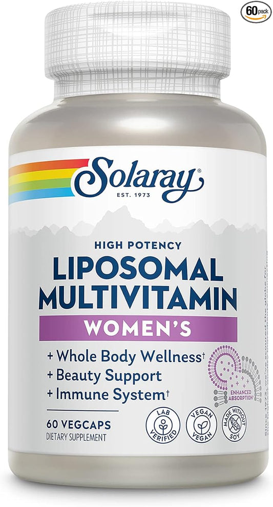 SOLARAY Liposomal Multivitamin for Women, Enhanced B12, Biotin, CoQ10, Immune 30 Servings, 60 VegCaps