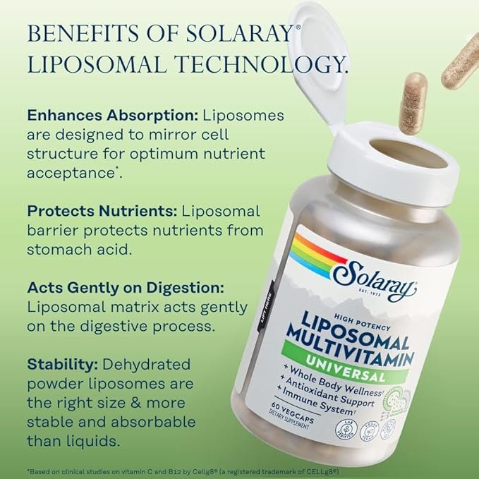 SOLARAY Liposomal Multivitamin for Men & B-12, Odor 30 Servings, 60 VegCaps