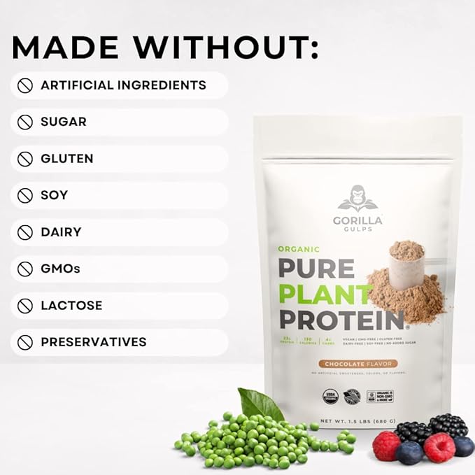 100% Organic Pure Plant Protein Powder 20 Servings