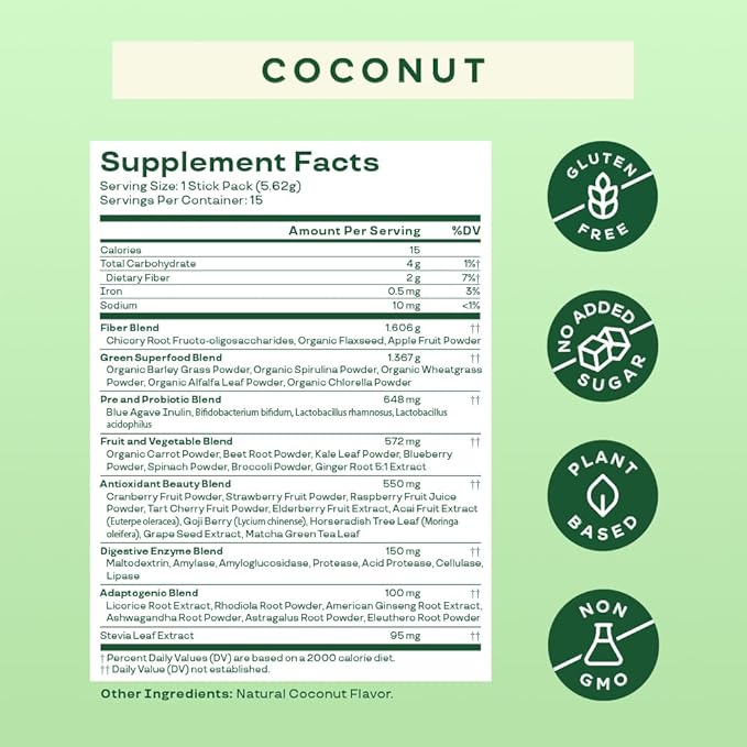 Bloom Nutrition Superfood Greens Powder Stick 15 SVG,
