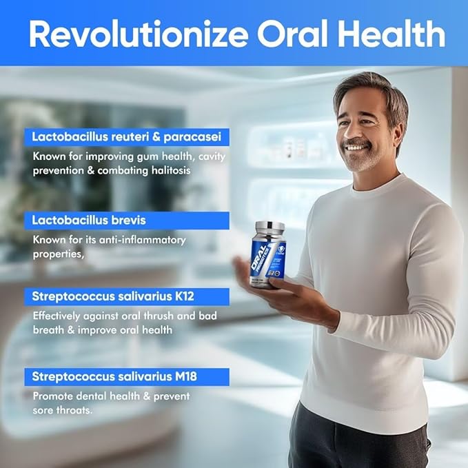 120 Capsules Oral Probiotics, Enhanced Super Digestive Enzymes & Probiotics-Oral Gut Dual Support-8 Strains 22 Billion CFUs-Bad Breath Treatment for Adults -Probiotics for Women and Men