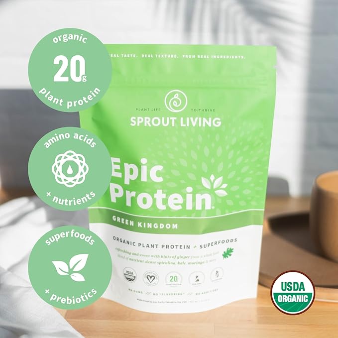 Sprout Living Epic Protein, Plant Based 20 Grams (1 Pound, 12 Servings)