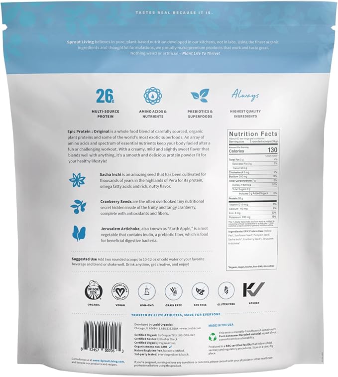 Sprout Living, Epic Protein, Plant Based (5 lb)