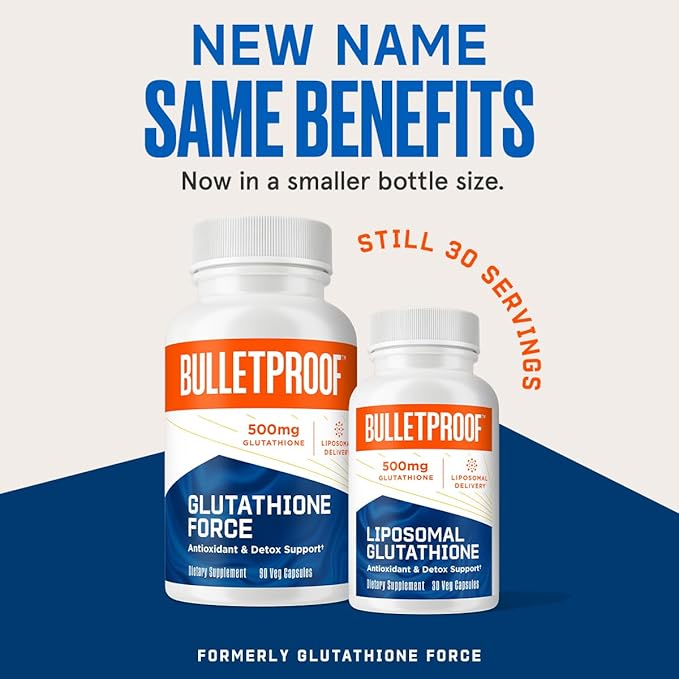 Bulletproof Liposomal Glutathione Force Antioxidant Capsules, 30 Count, 30 Servings